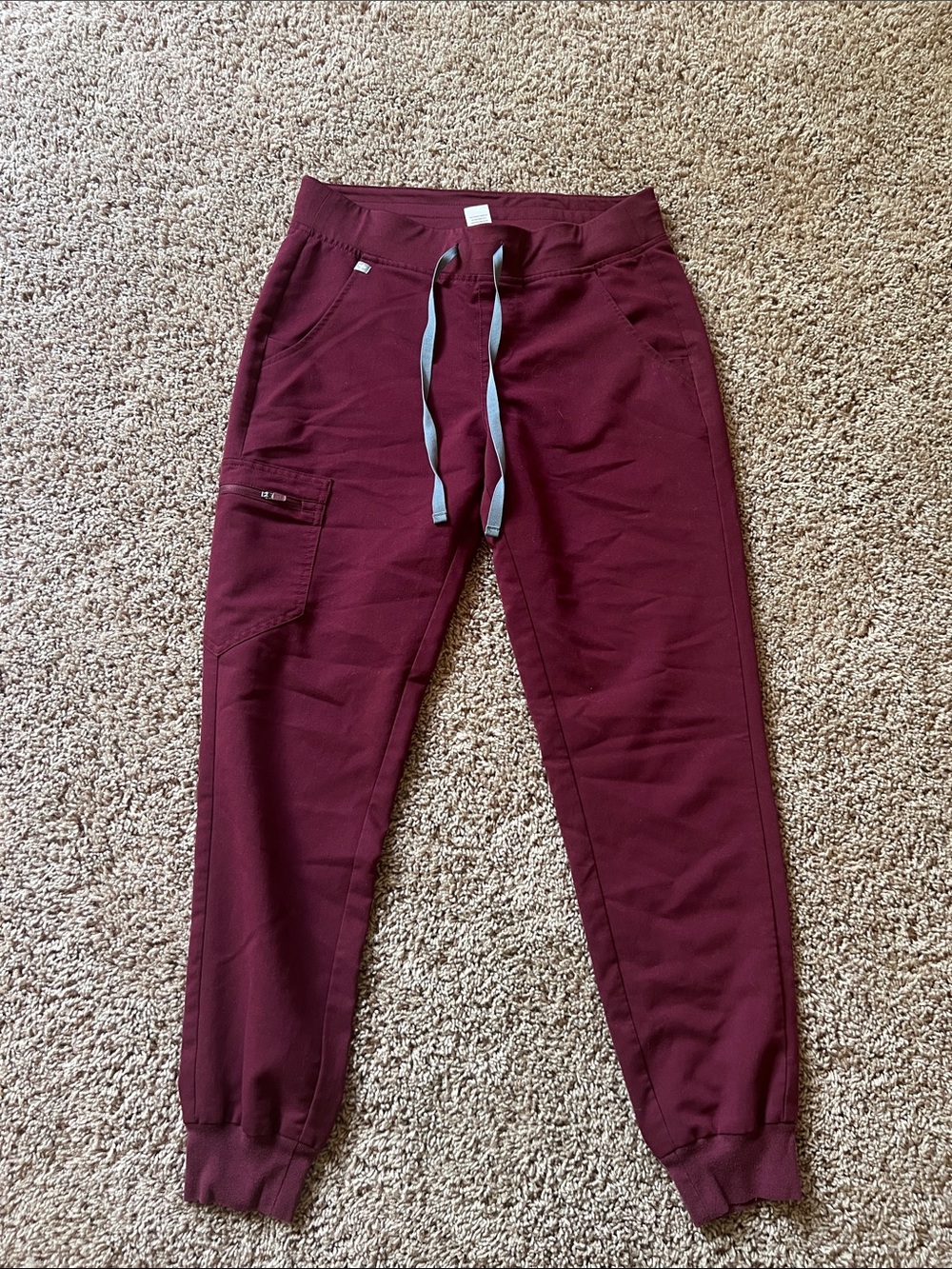 Figs Women's Burgundy Jogger Pants with Contrast Drawstring